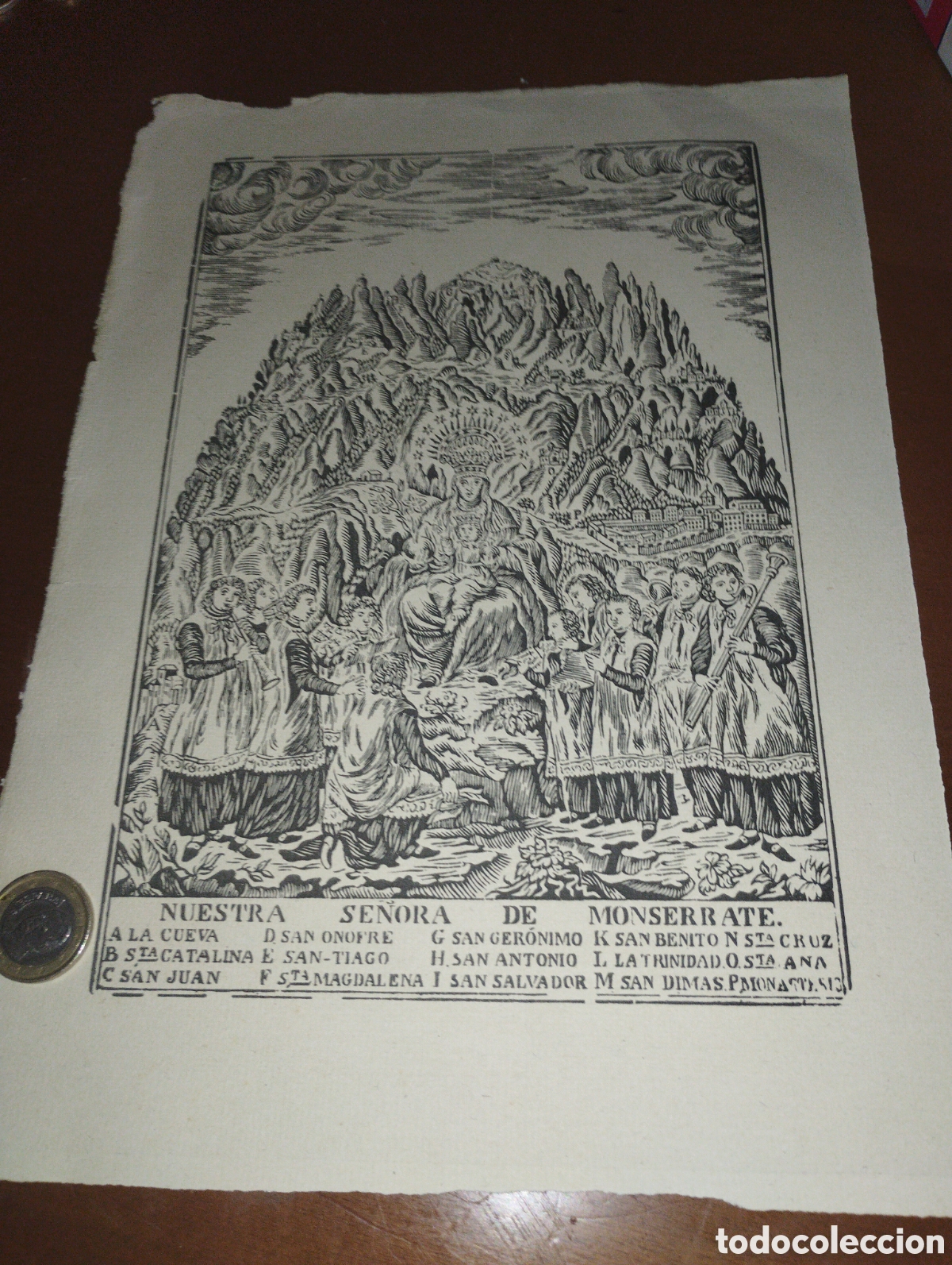 Arte: Litograf&iacute;a de Nuestra Se&ntilde;ora de Montserrat - Foto 1