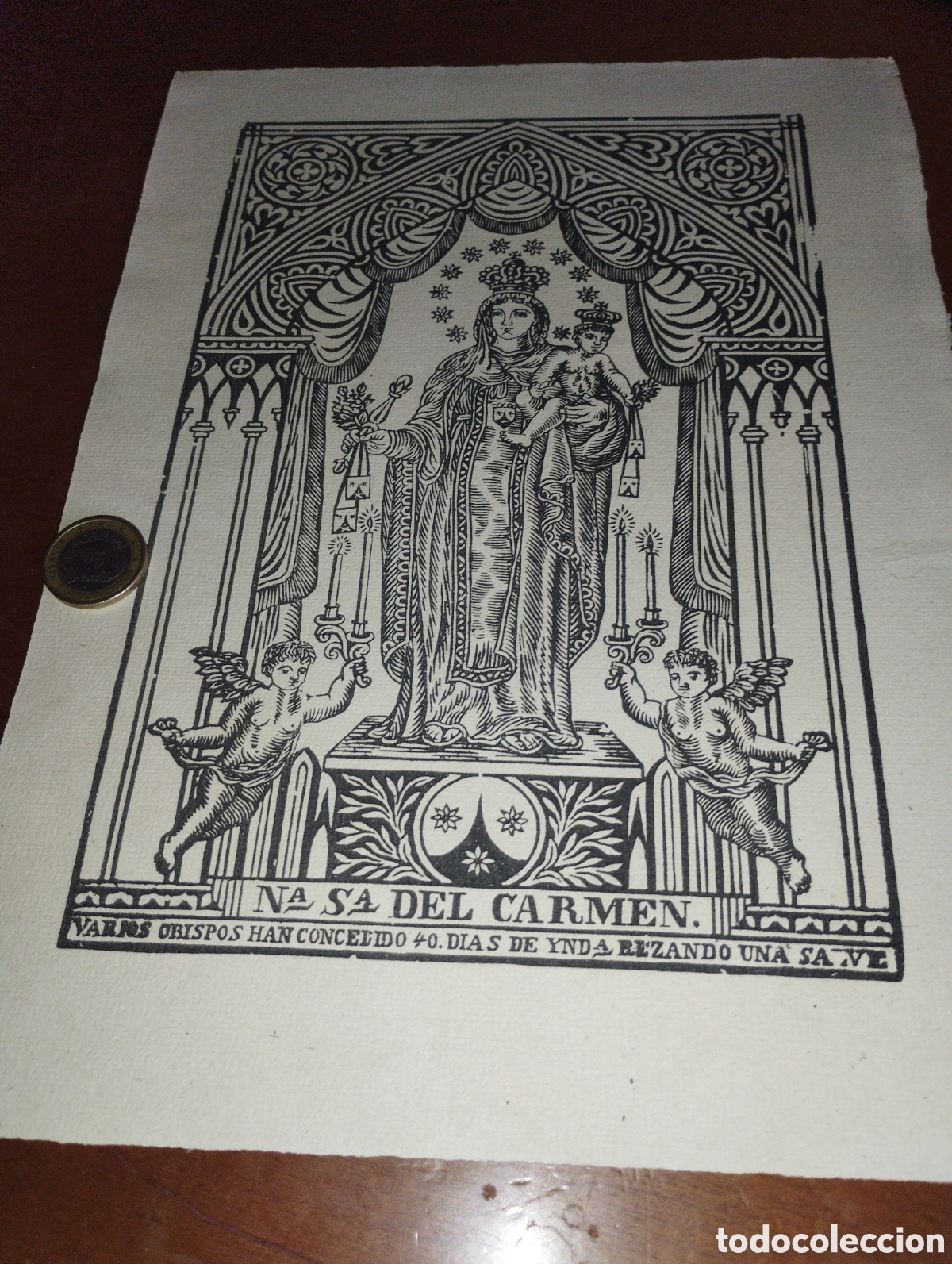 Arte: Litograf&iacute;a de Nuestra Se&ntilde;ora del Carmen, varios Obispos han concedido 40 d&iacute;as de Indulgencia rezando