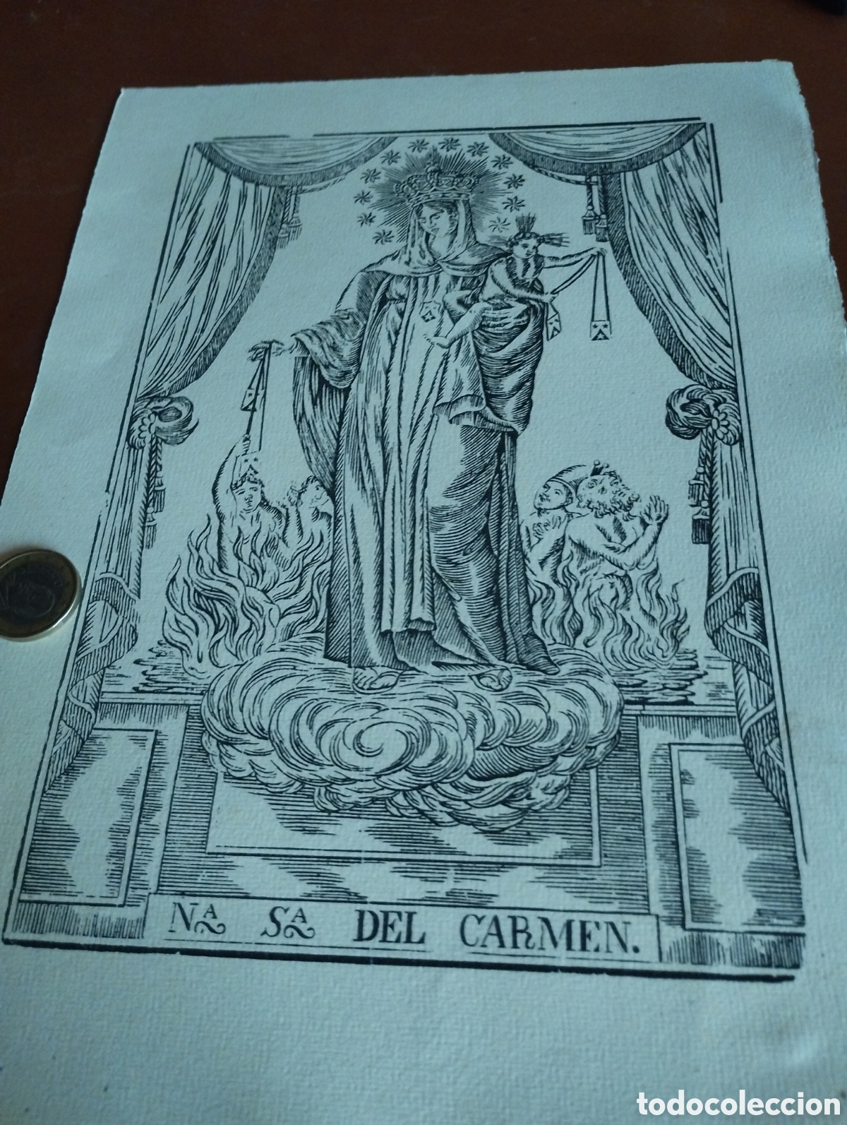 Arte: Litograf&iacute;a de Nuestra Se&ntilde;ora del Carmen - Foto 1