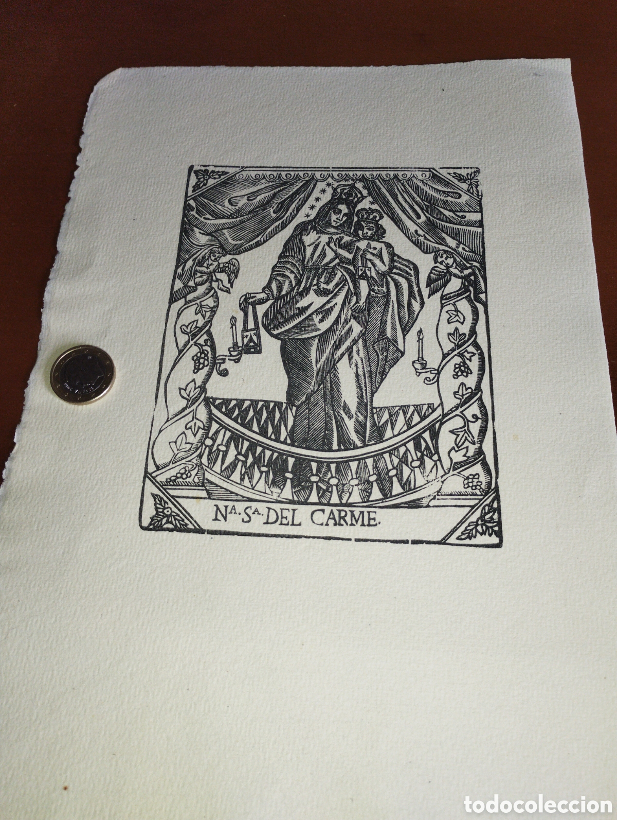 Arte: Litograf&iacute;a de Nuestra Se&ntilde;ora del Carmen - Foto 1