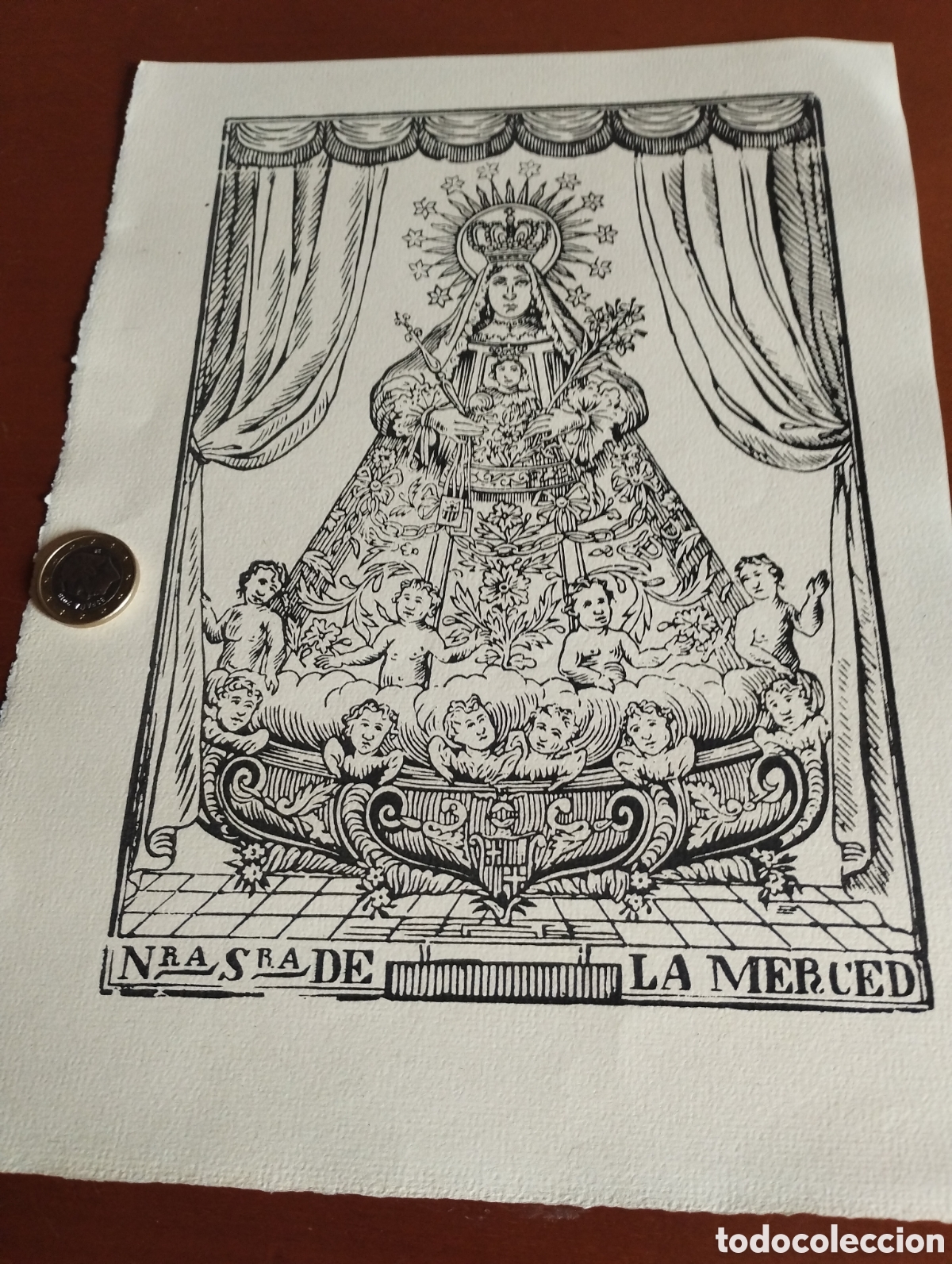 Arte: Litograf&iacute;a de Nuestra Se&ntilde;ora de la Merced - Foto 1