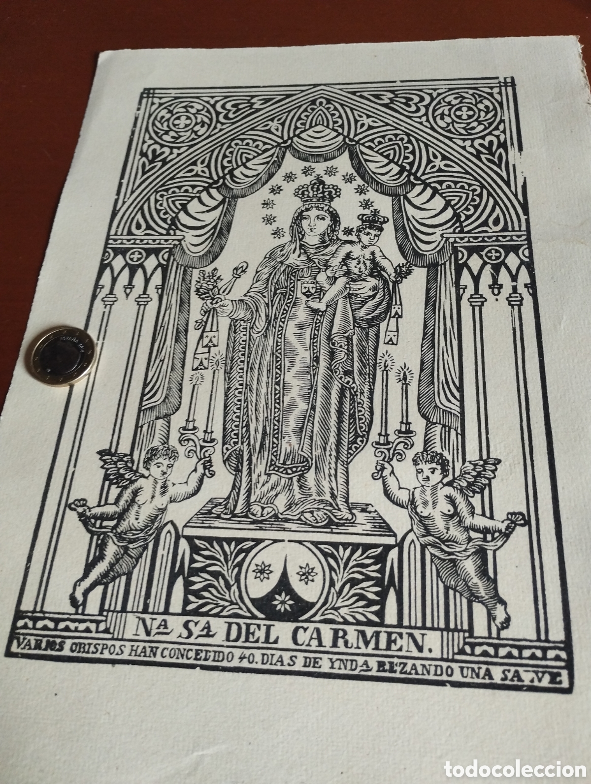 Arte: Litograf&iacute;a de Nuestra Se&ntilde;ora del Carmen - Foto 1