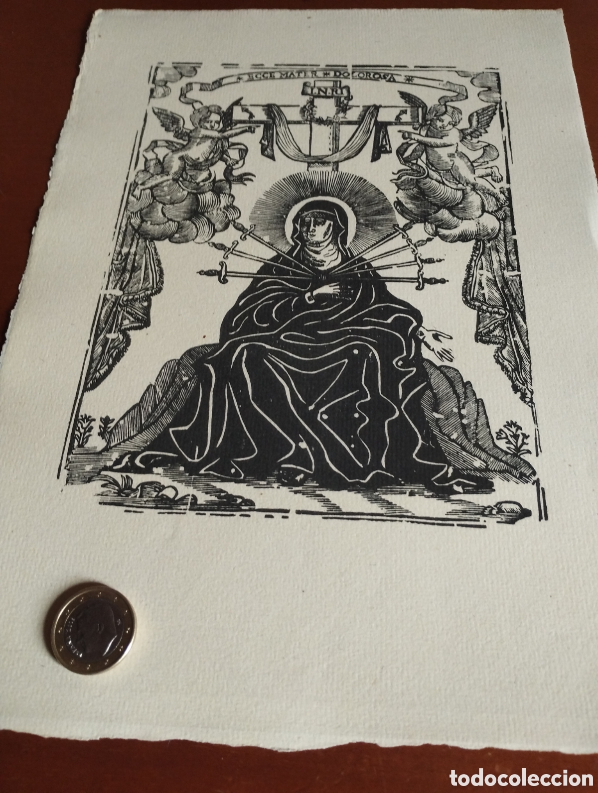 Arte: Litograf&iacute;a de la Virgen de la Dolorosa - Foto 1