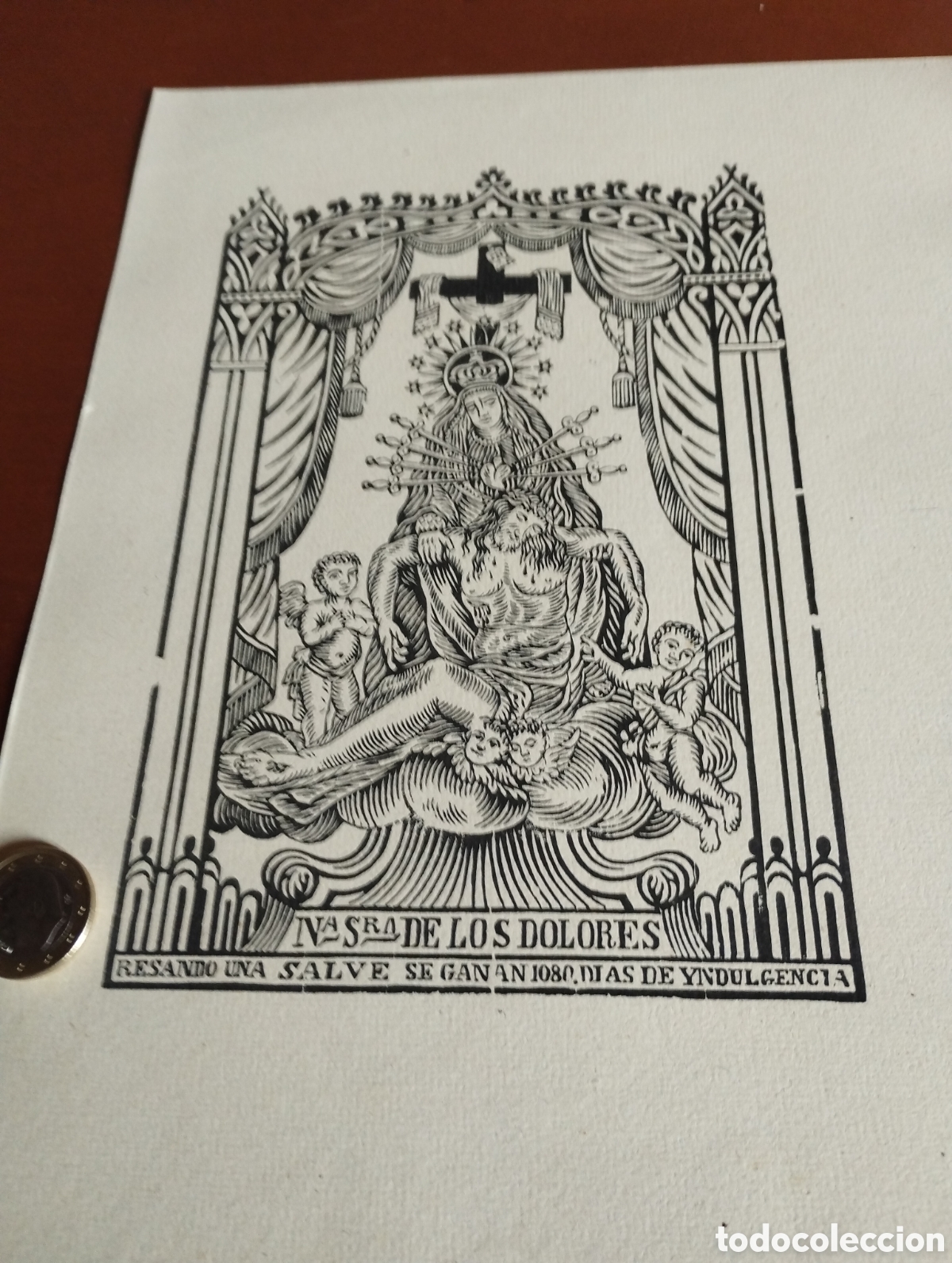 Arte: Litograf&iacute;a de la Virgen de la Dolorosa - Foto 1