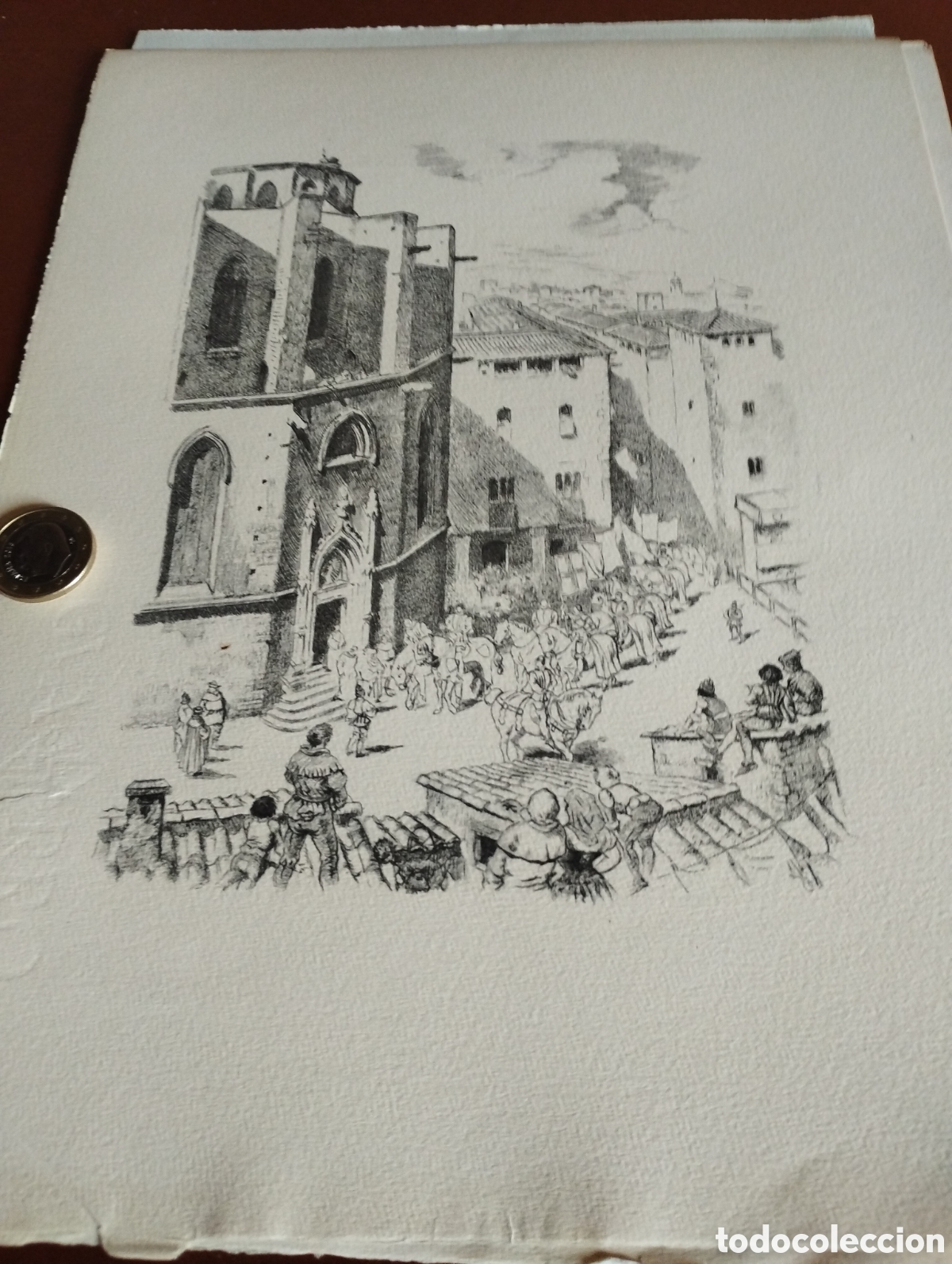 Arte: Litograf&iacute;a Pasacalles medieval de Alex Coll - Foto 1