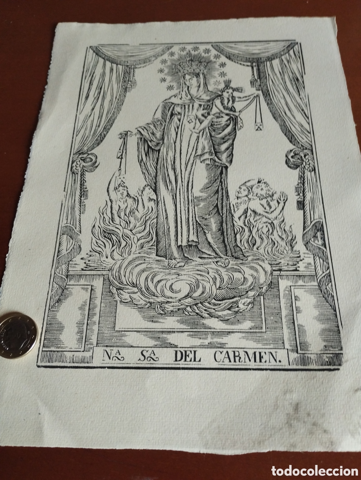 Arte: Litograf&iacute;a de Nuestra Se&ntilde;ora del Carmen - Foto 1