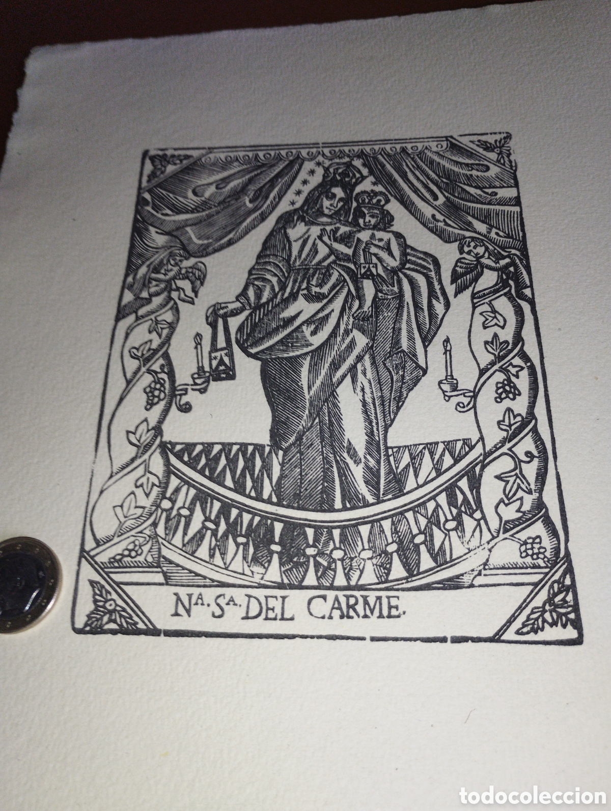 Arte: Litograf&iacute;a de Nuestra Se&ntilde;ora del Carmen - Foto 1