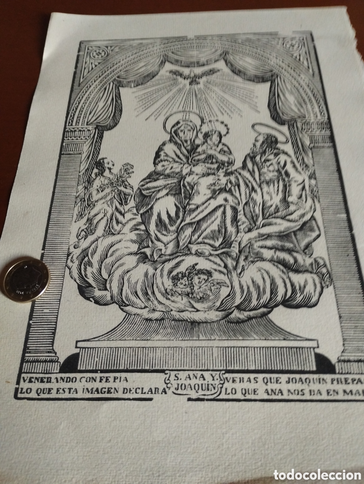 Arte: Litograf&iacute;a Venerando con fe pia Santa Ana y San Juaquin