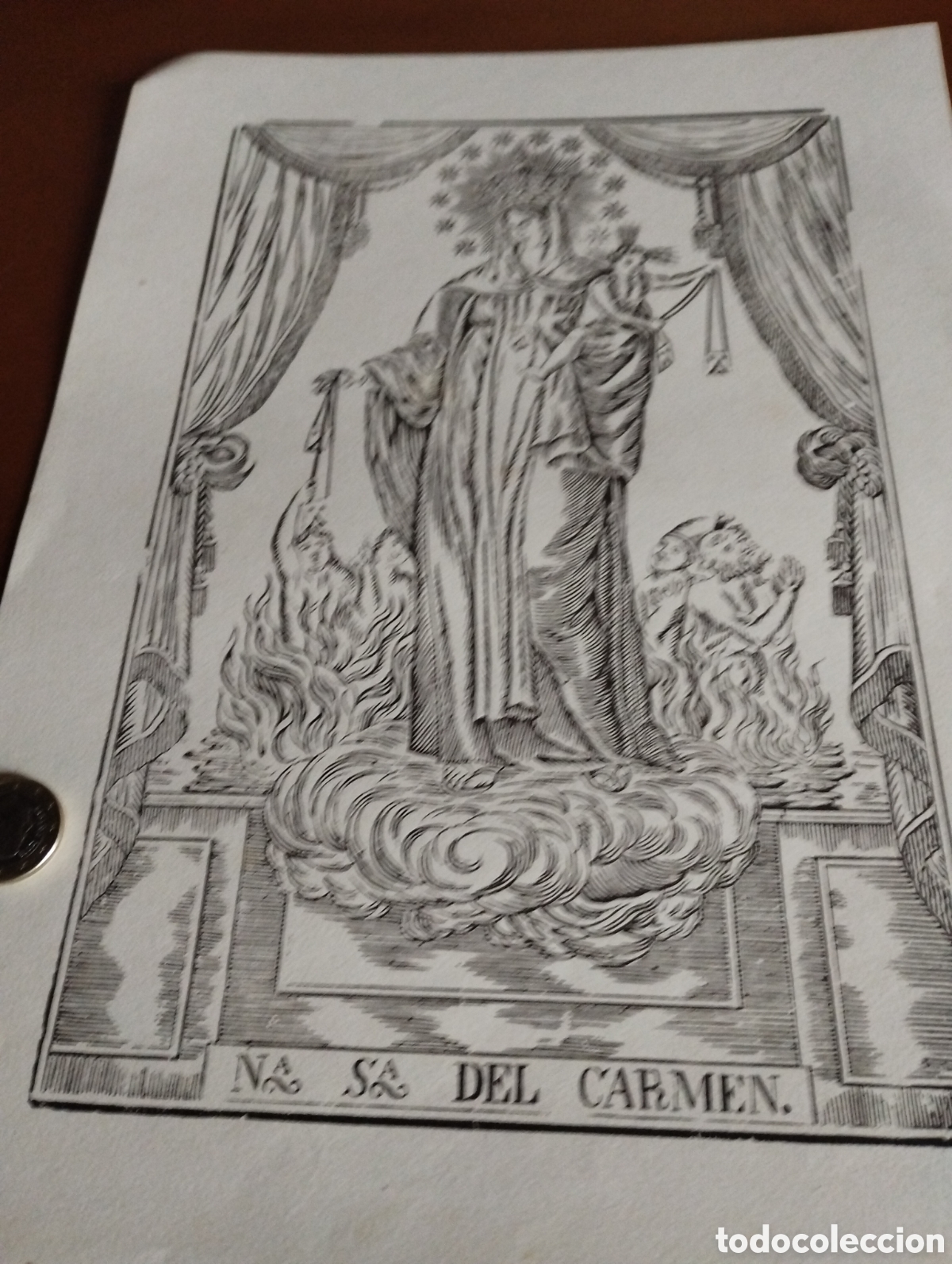 Arte: Litograf&iacute;a de Nuestra Se&ntilde;ora del Carmen - Foto 1