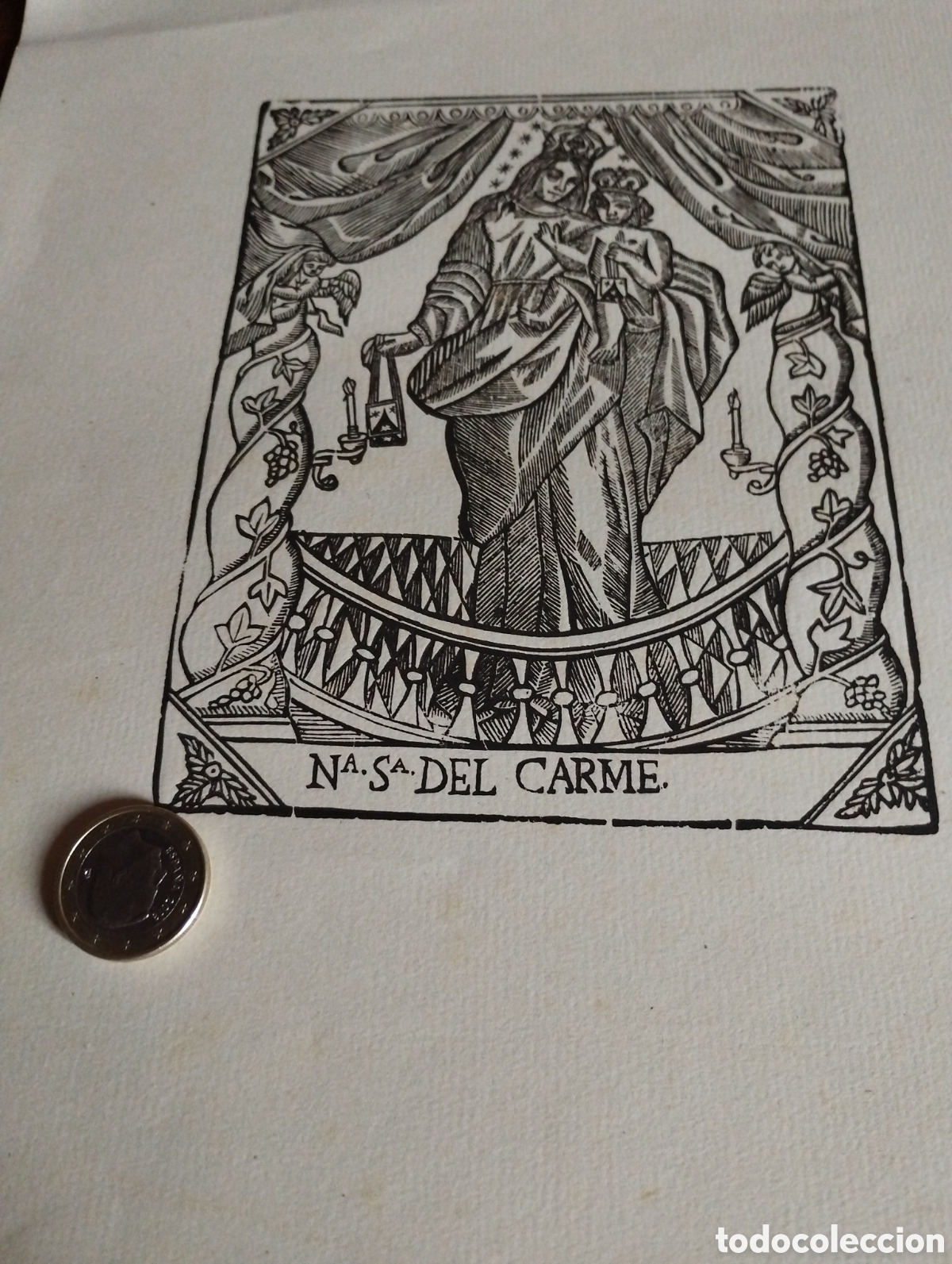 Arte: Litograf&iacute;a de la Virgen del Carmen - Foto 1