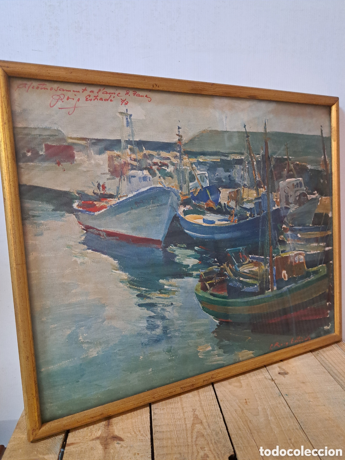 Arte: L&Aacute;MINA MARINA FIRMADA Y DEDICADA PAU ROIG ESTRAD&Eacute;, 1973. 40X34CM