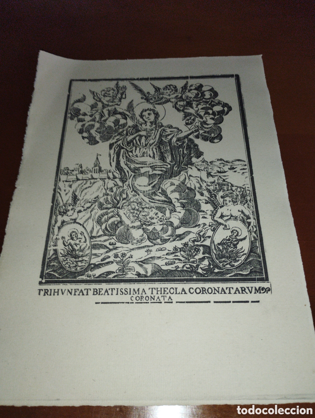 Arte: Litograf&iacute;a de la Santa y Beat&iacute;sima Santa Tecla Coronada