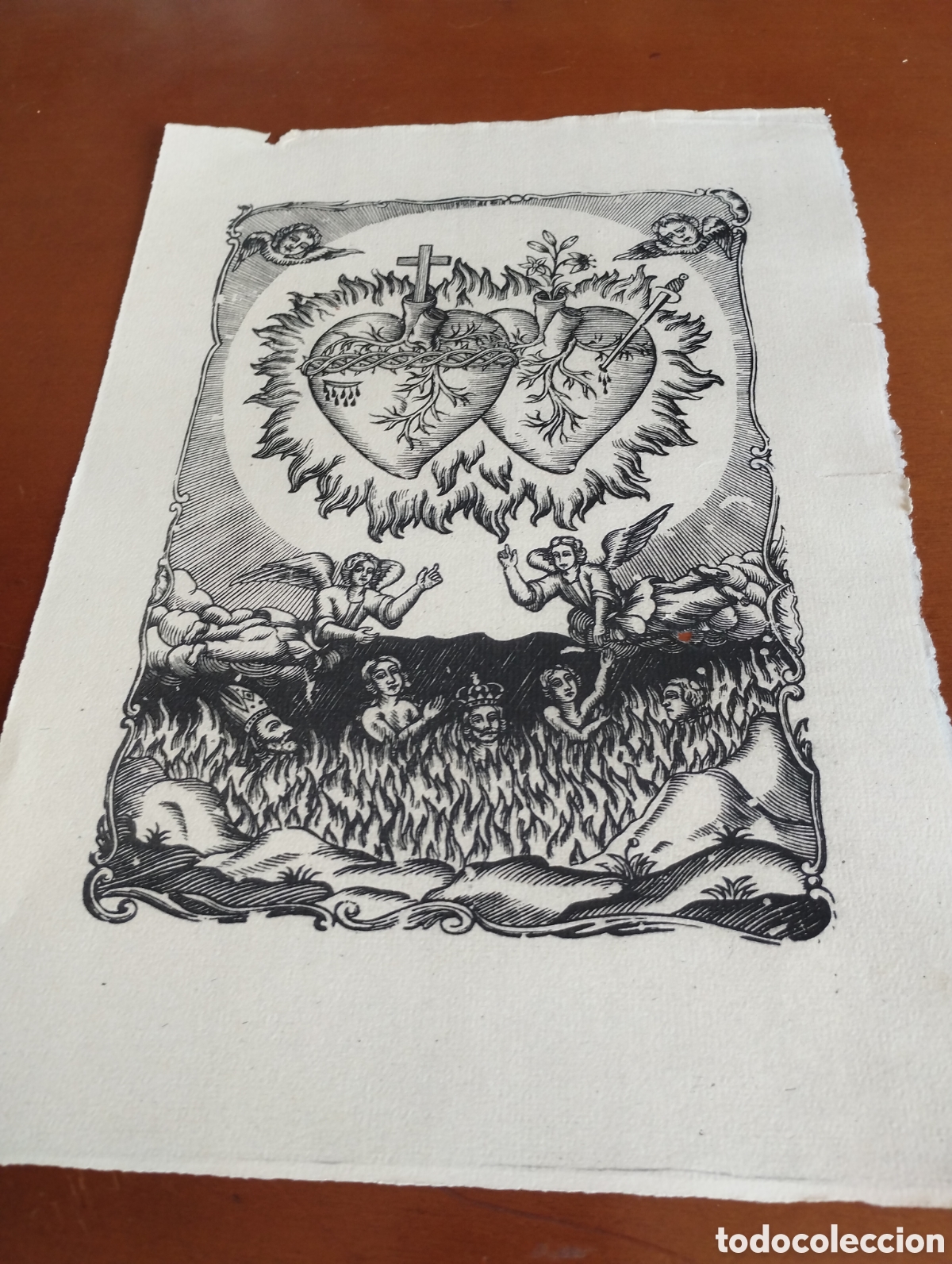 Arte: Litograf&iacute;a del Sagrado Coraz&oacute;n de Mar&iacute;a - Foto 1