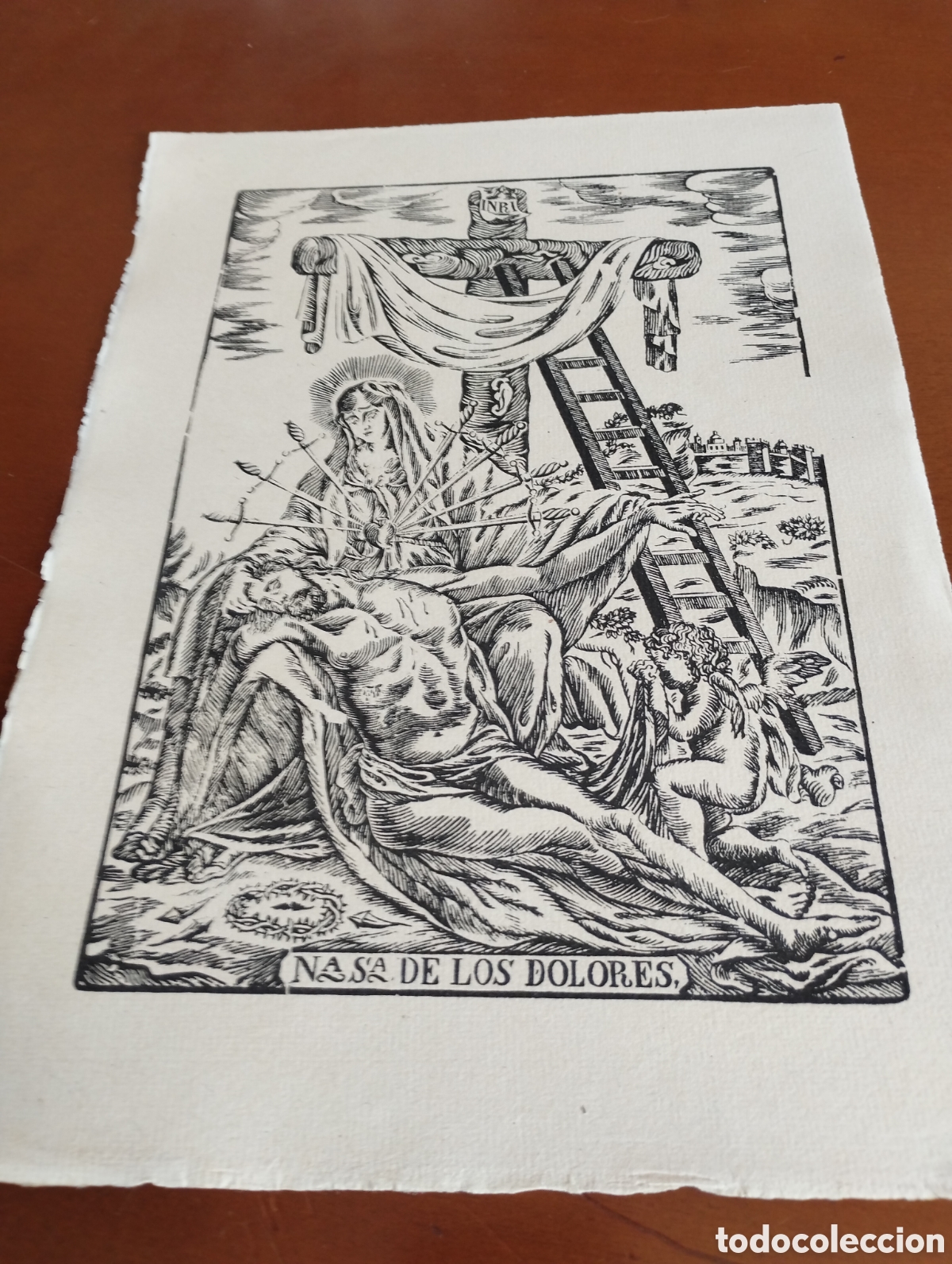 Arte: Litograf&iacute;a de la Virgen de los Dolores - Foto 1