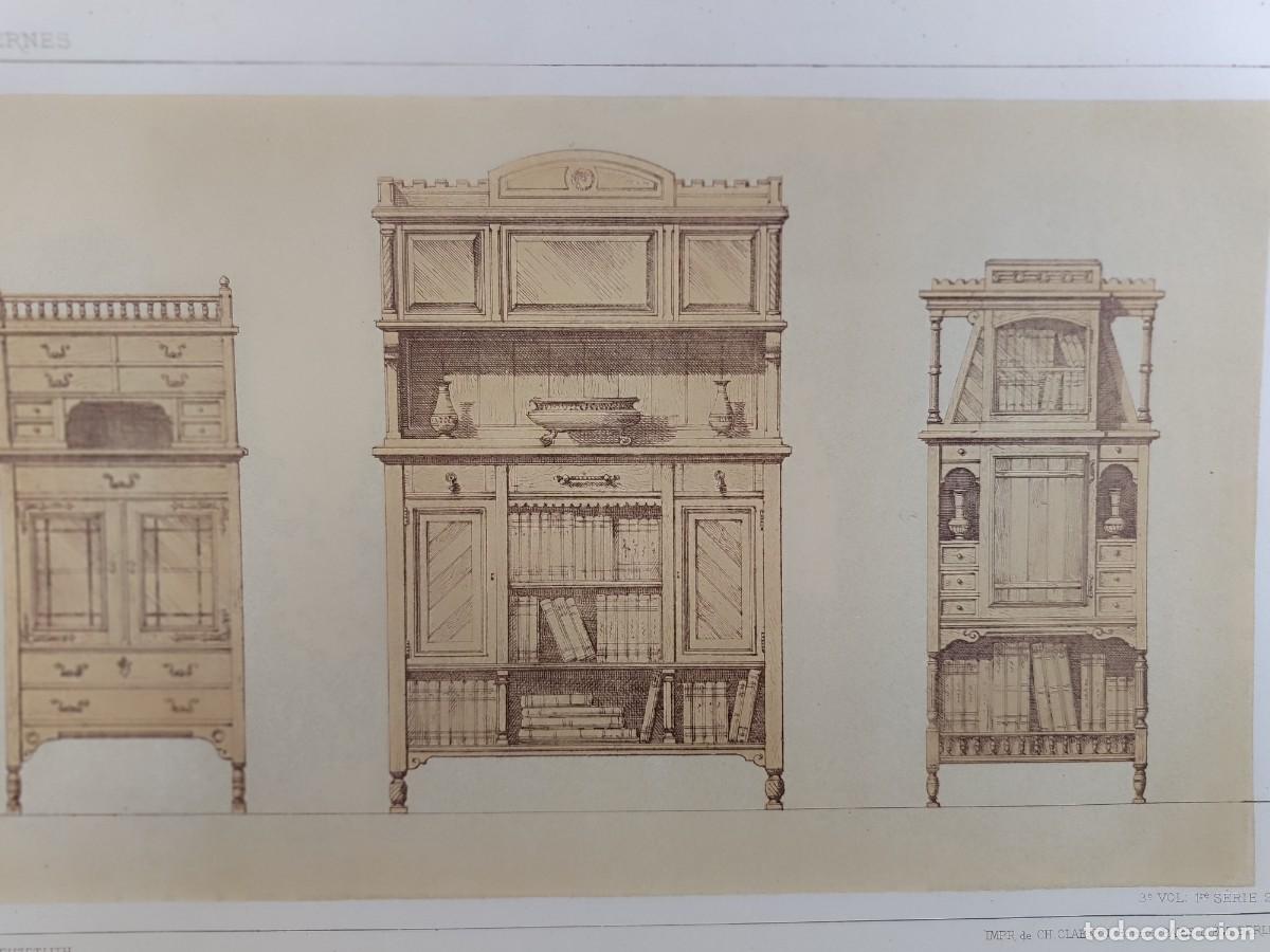 Arte: Biblioteca. Ameublement moderne. Prignot, Remon. Edit. Claesen 1886. 3&ordm; Vol. l&ordm; serie 21