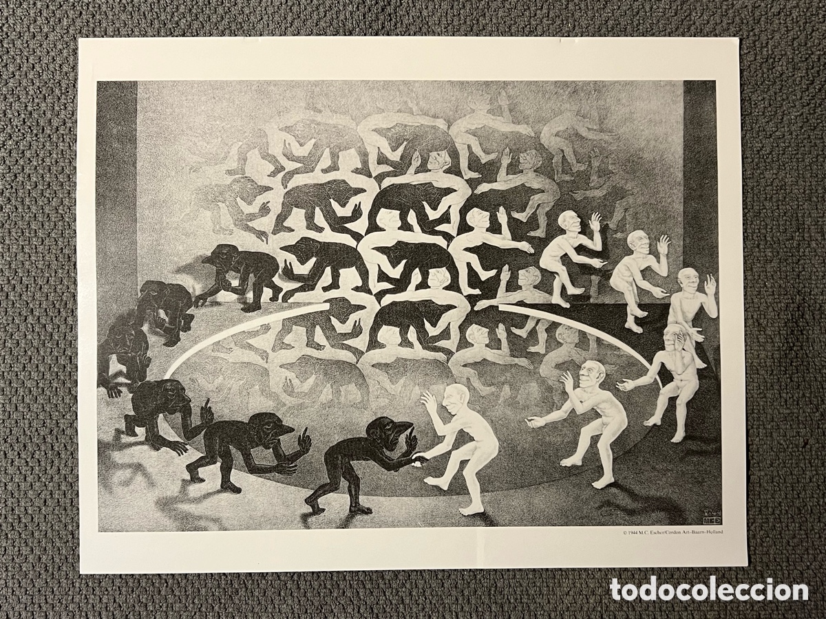 Arte: ENCUENTRO es una impresi&oacute;n litogr&aacute;fica del artista holand&eacute;s MC Esche. Reproducci&oacute;n papel satinado