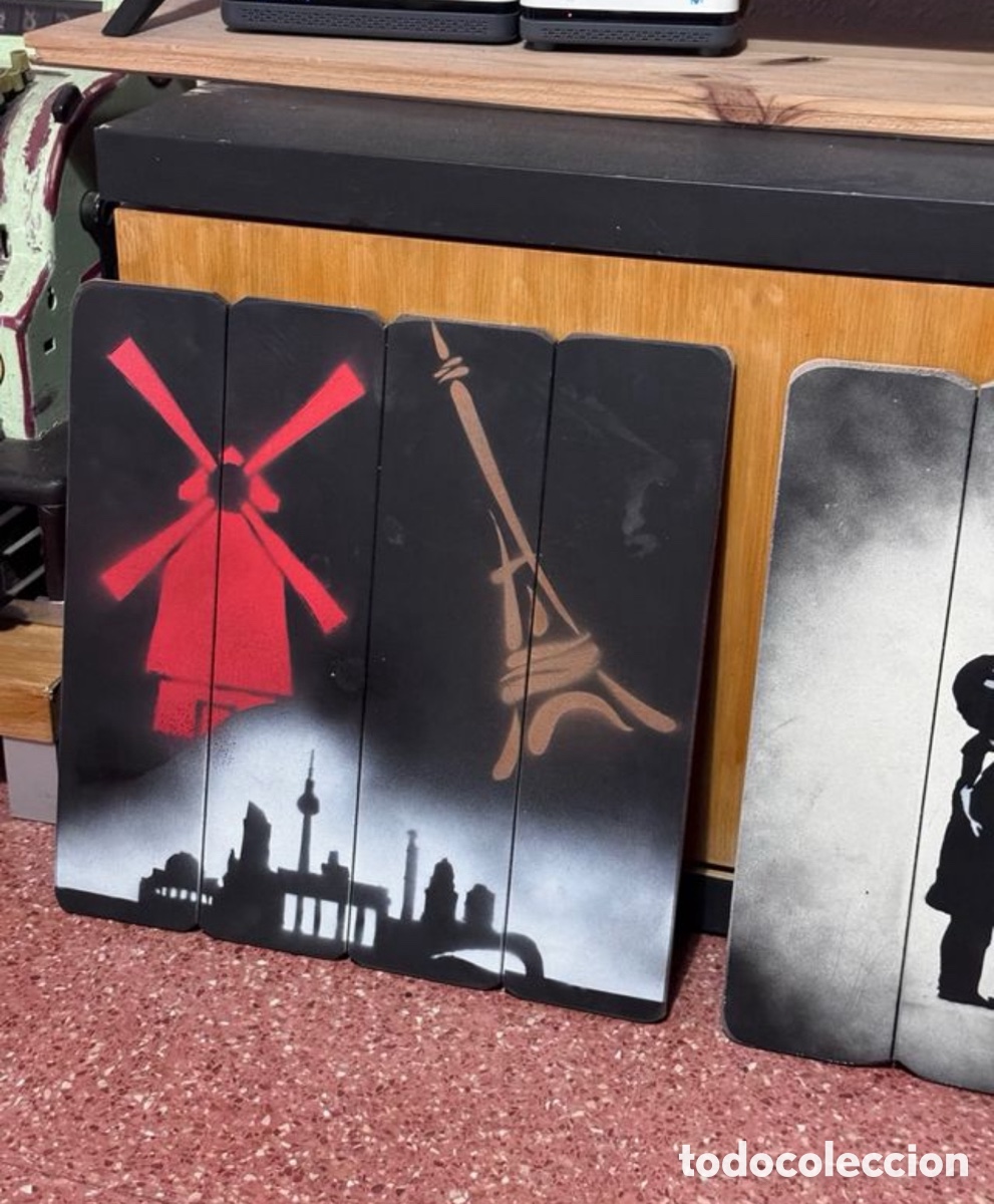 Arte: &iexcl;&iexcl;&iexcl; 3 Cuadros de madera con im&aacute;genes de Bansky !!! - Foto 4