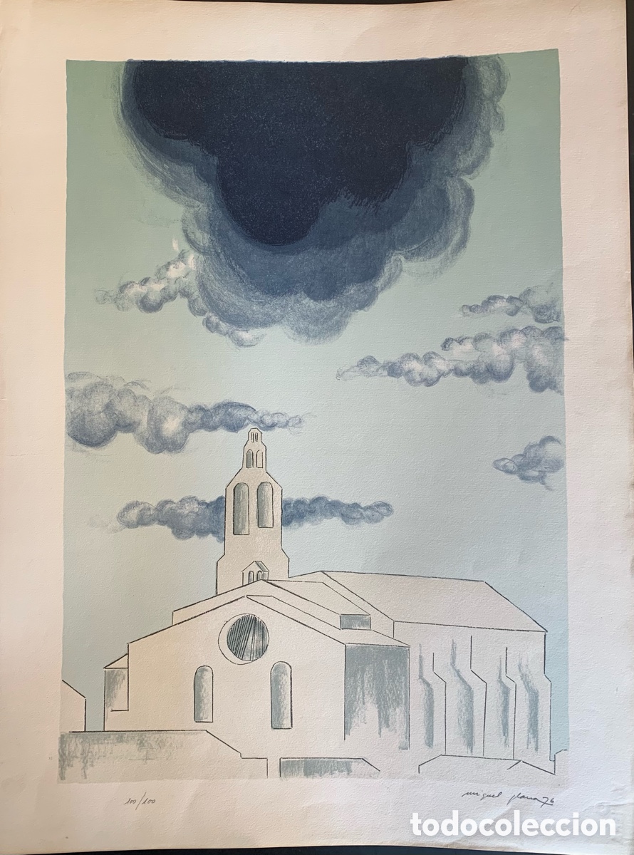 Arte: Litograf&iacute;a de Miquel Plana. Cadaqu&eacute;s - Foto 1