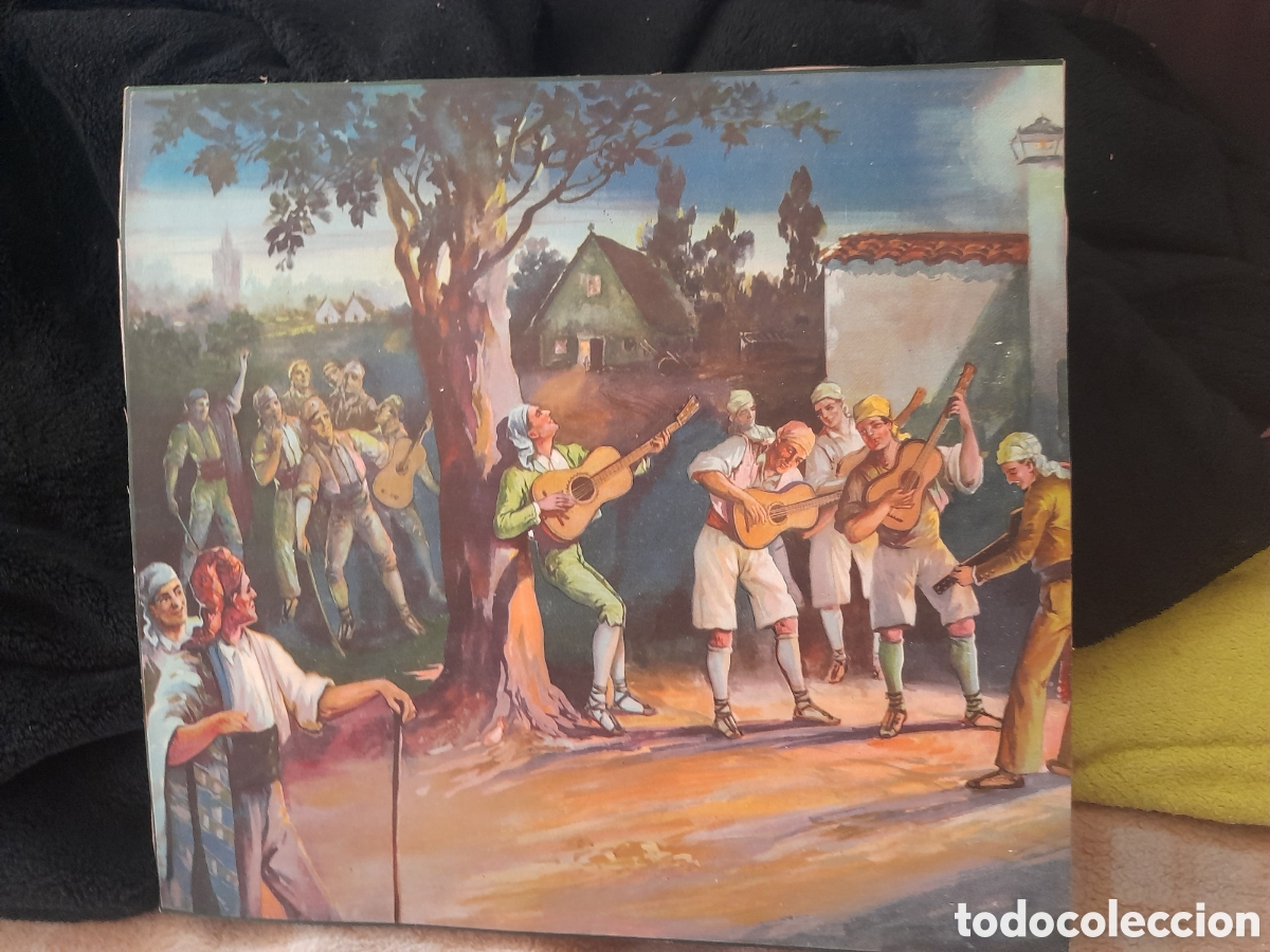 Arte: Antigua l&aacute;mina litograf&iacute;ca, valencianos