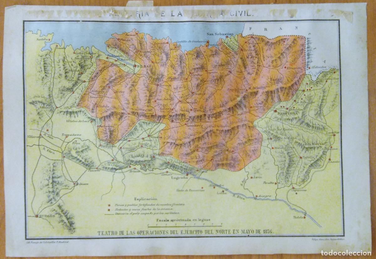 Arte: ANTIGUA LITOGRAF&Iacute;A. TEATRO OPERACIONES DEL EJERCITO DEL NORTE MAYO 1836. PASAJE DE BALDECILLA