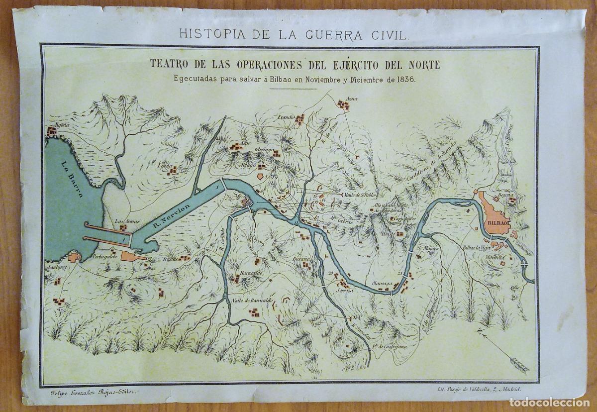 Arte: ANTIGUA LITOGRAF&Iacute;A. TEATRO DE LA OPERACIONES DEL EJ&Eacute;RCITO DEL NORTE. SALVAR BILBAO 1836