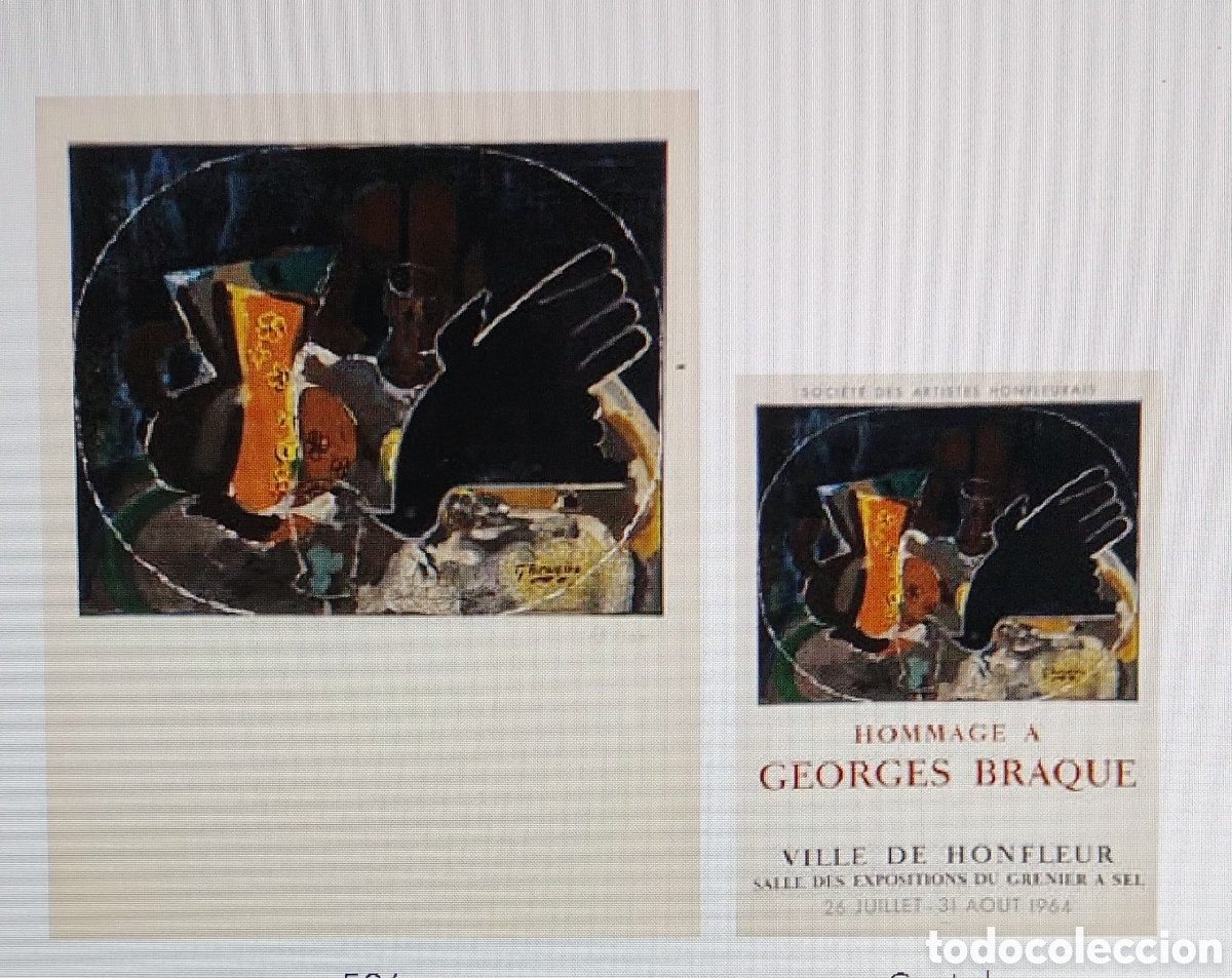 Arte: Litograf&iacute;a sobre papel y cartel de la exposici&oacute;n &rdquo;Homenaje a George Braque&rdquo;