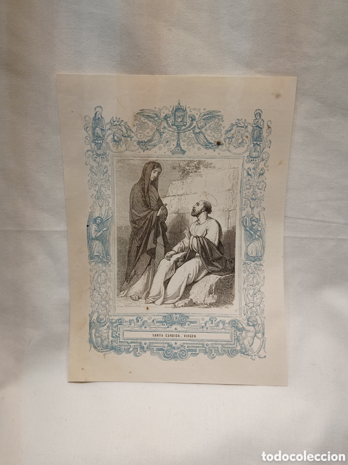 Arte: ANTIGUA LITOGRAF&Iacute;A SANTA C&Aacute;NDIDA VIRGEN 1853