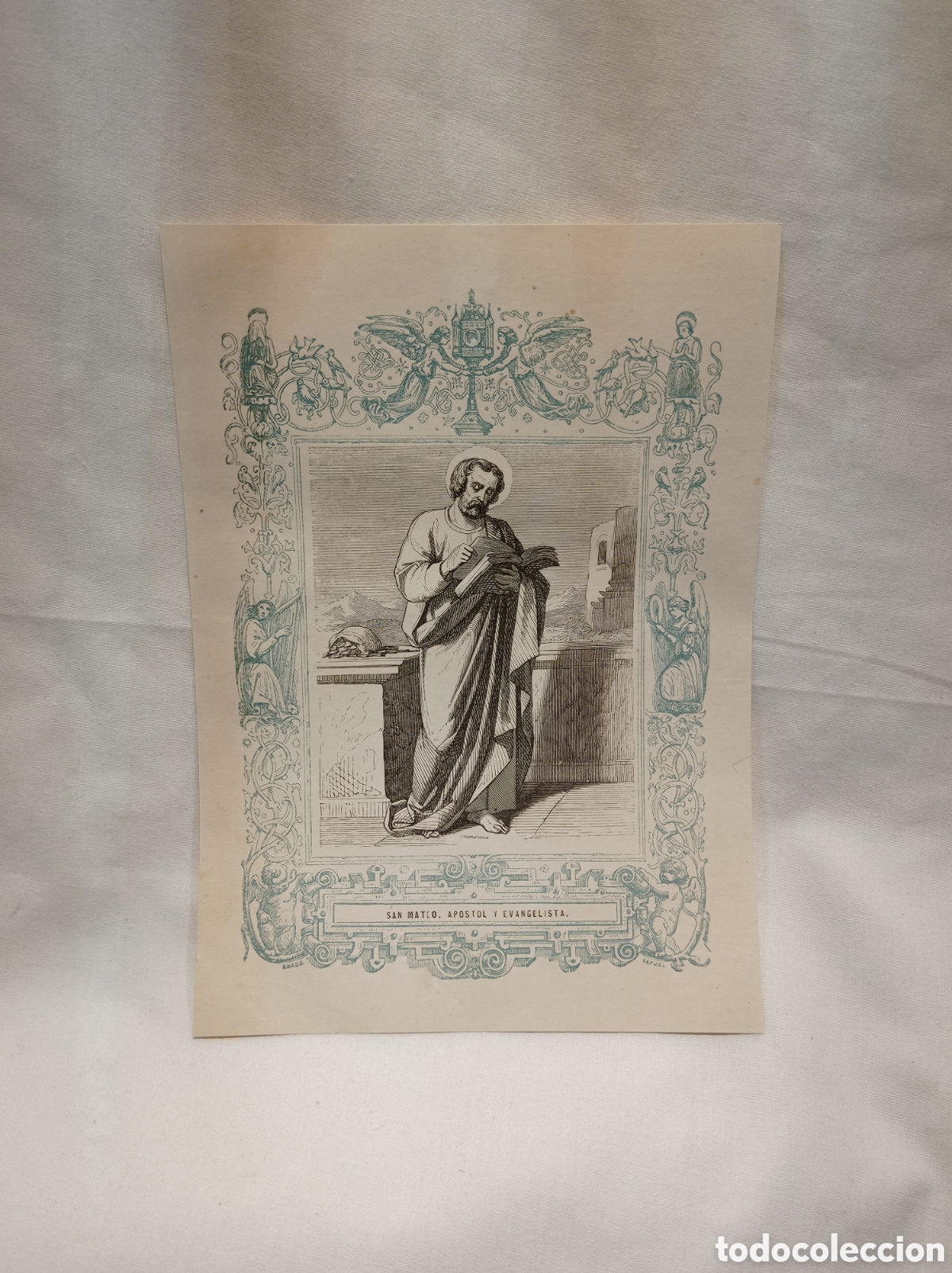 Arte: ANTIGUA LITOGRAF&Iacute;A SAN MATEO AP&Oacute;STOL Y EVANGELISTA 1853