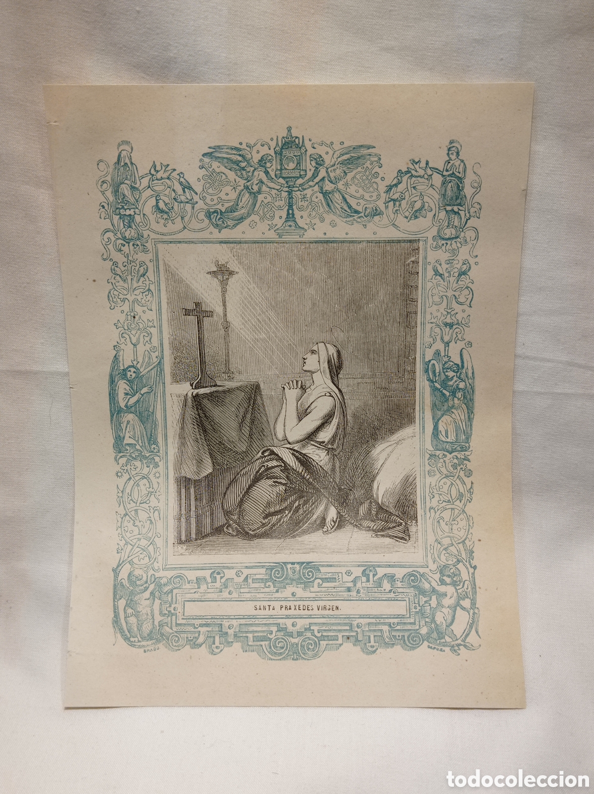 Arte: ANTIGUA LITOGRAF&Iacute;A SANTA PRAXEDES VIRGEN 1853