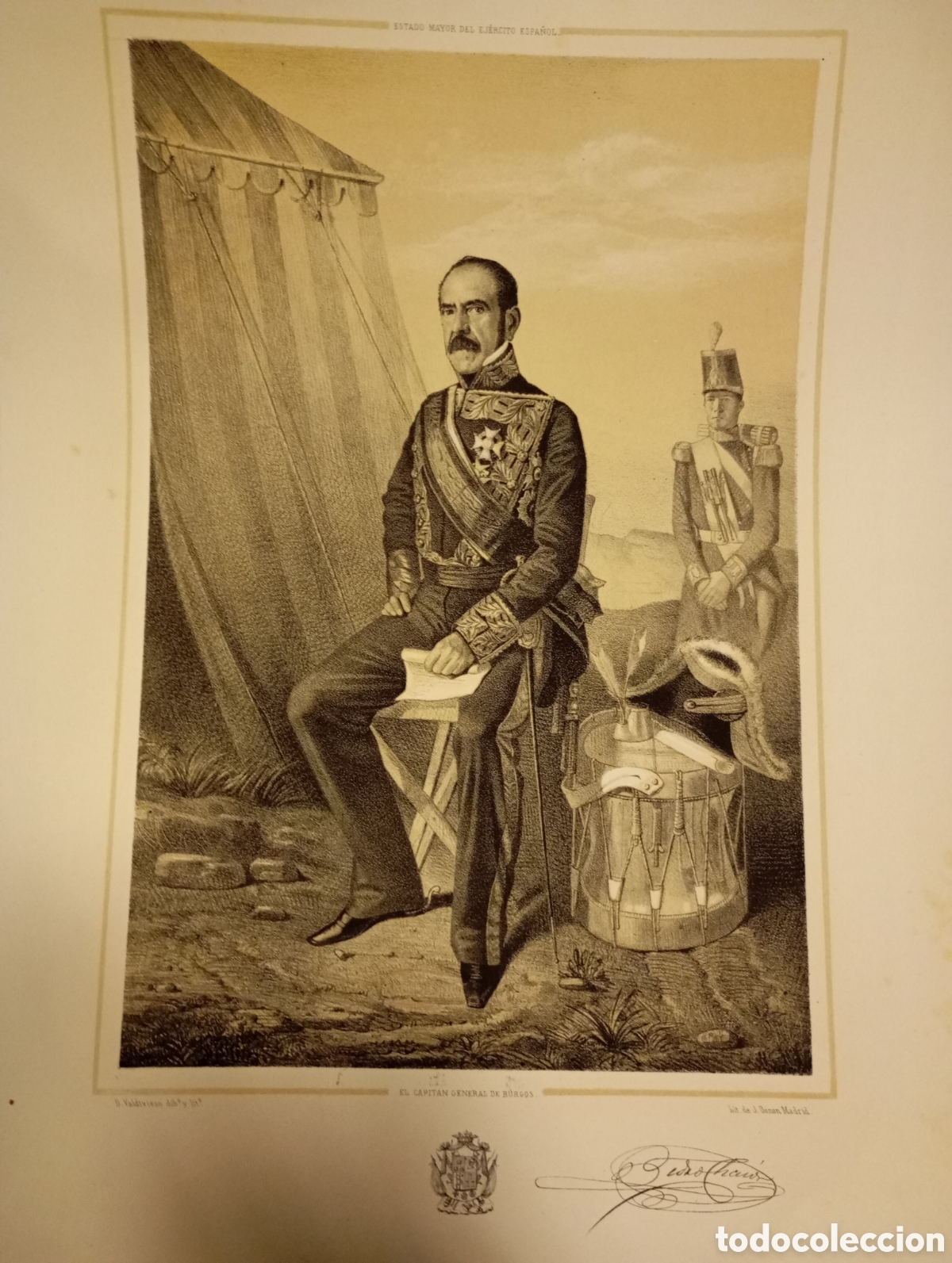 Arte: Siglo XIX antigua litograf&iacute;a de militar