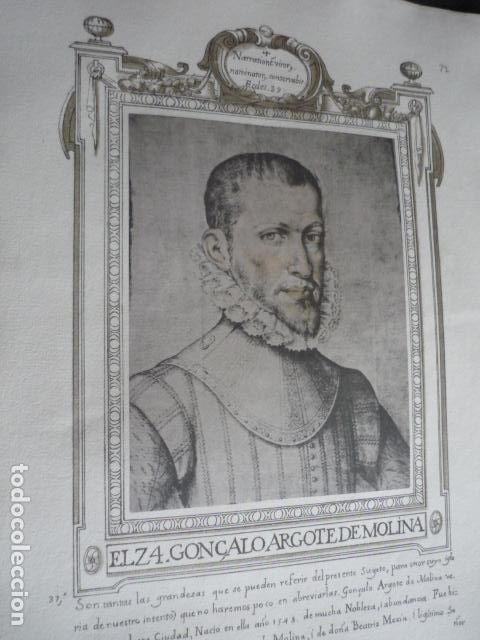 Arte: GONZALO ARGOTE DE MOLINA RETRATO POR JUAN DE PACHECO LITOGRAFIA 1870 26,5 X 36,5 CM