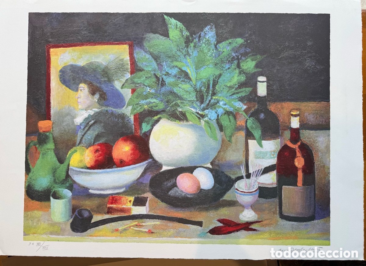 Arte: Bodeg&oacute;n. Litograf&iacute;a de Aguilar Mor&eacute; - Foto 1