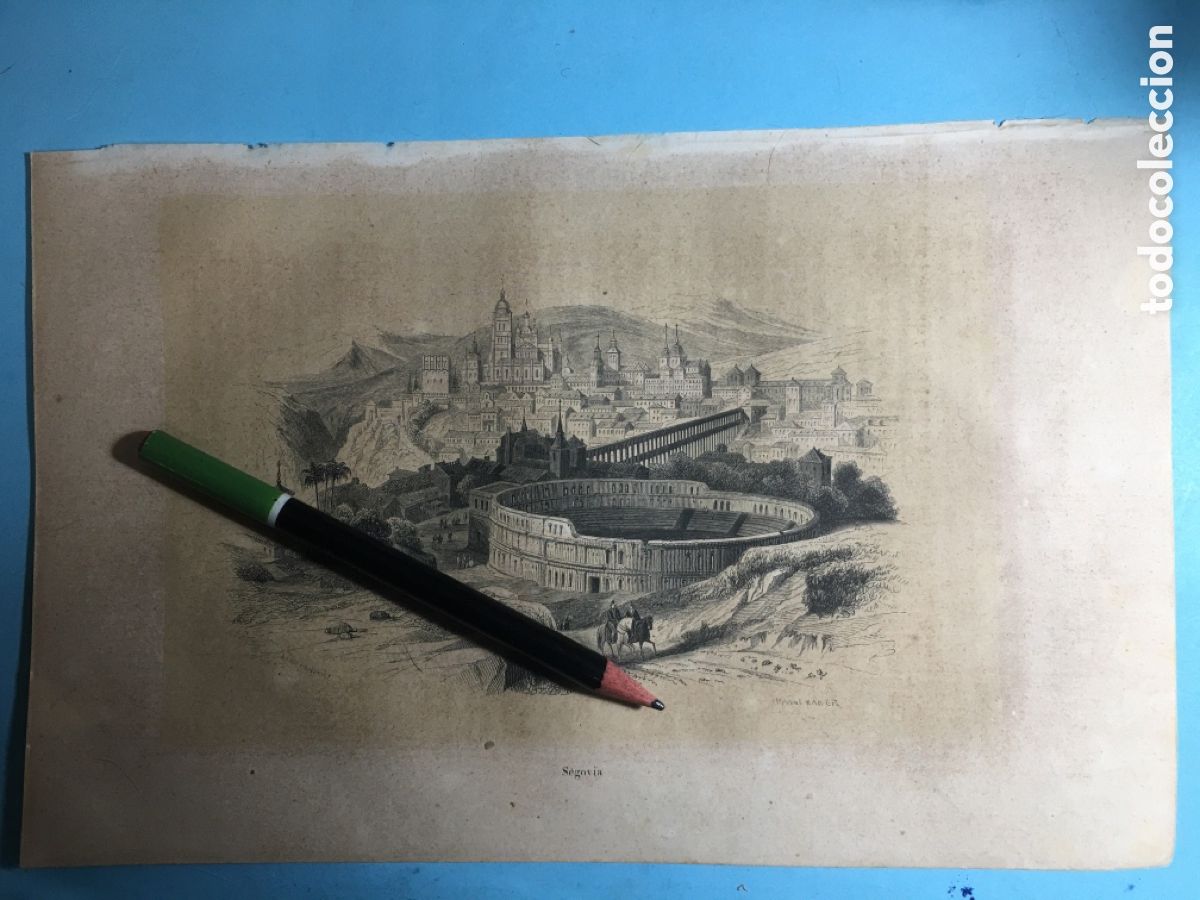 Arte: 1849 SEGOVIA VISTA LITOGRAF&Iacute;A RECUERDOS VIAJE POR ESPA&Ntilde;A FIRMAS PANNEMAKER - VANDERHECHT