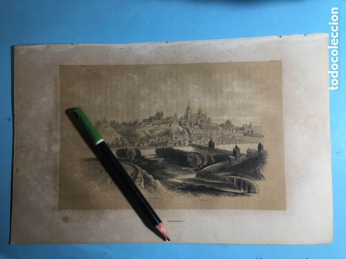 Arte: 1849 SALAMANCA VISTA LITOGRAF&Iacute;A RECUERDOS VIAJE POR ESPA&Ntilde;A FIRMAS PANNEMAKER - VANDERHECHT