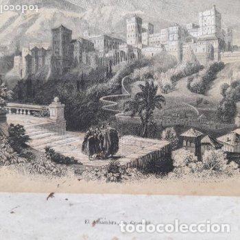 Arte: Litograf&iacute;a antigua Granada. La Alhambra - Foto 2