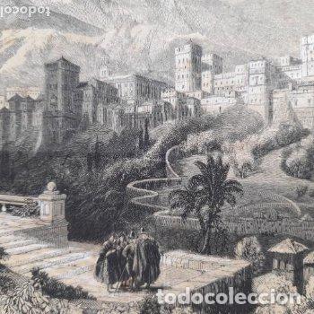 Arte: Litograf&iacute;a antigua Granada. La Alhambra - Foto 4