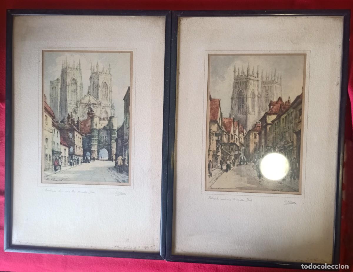 Arte: Dos litograf&iacute;as.Perergate York y Bootham. - Foto 1