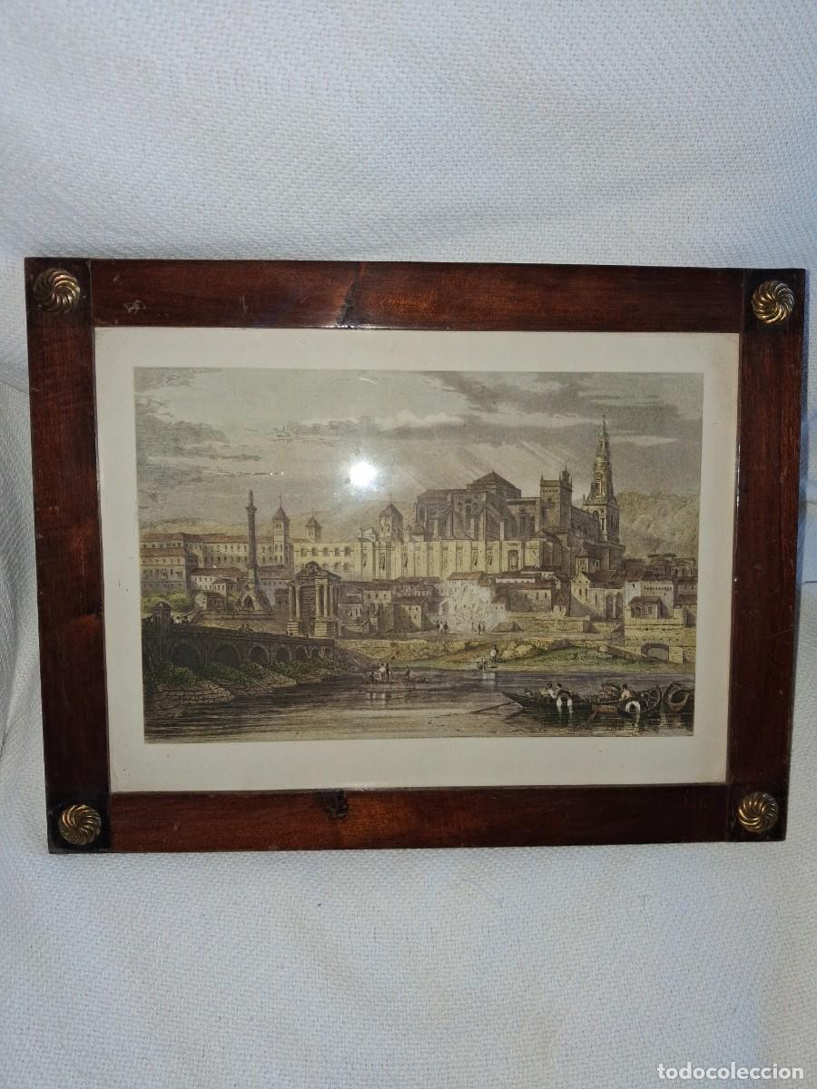 Arte: Antigua litografia con marc&oacute; de epoca - Foto 1