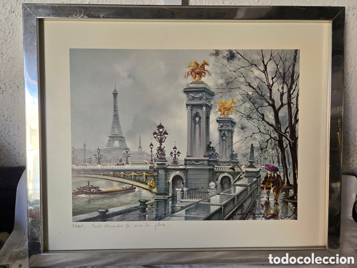 Arte: Cuadro Litograf&iacute;a enmarcada Paris - Foto 1
