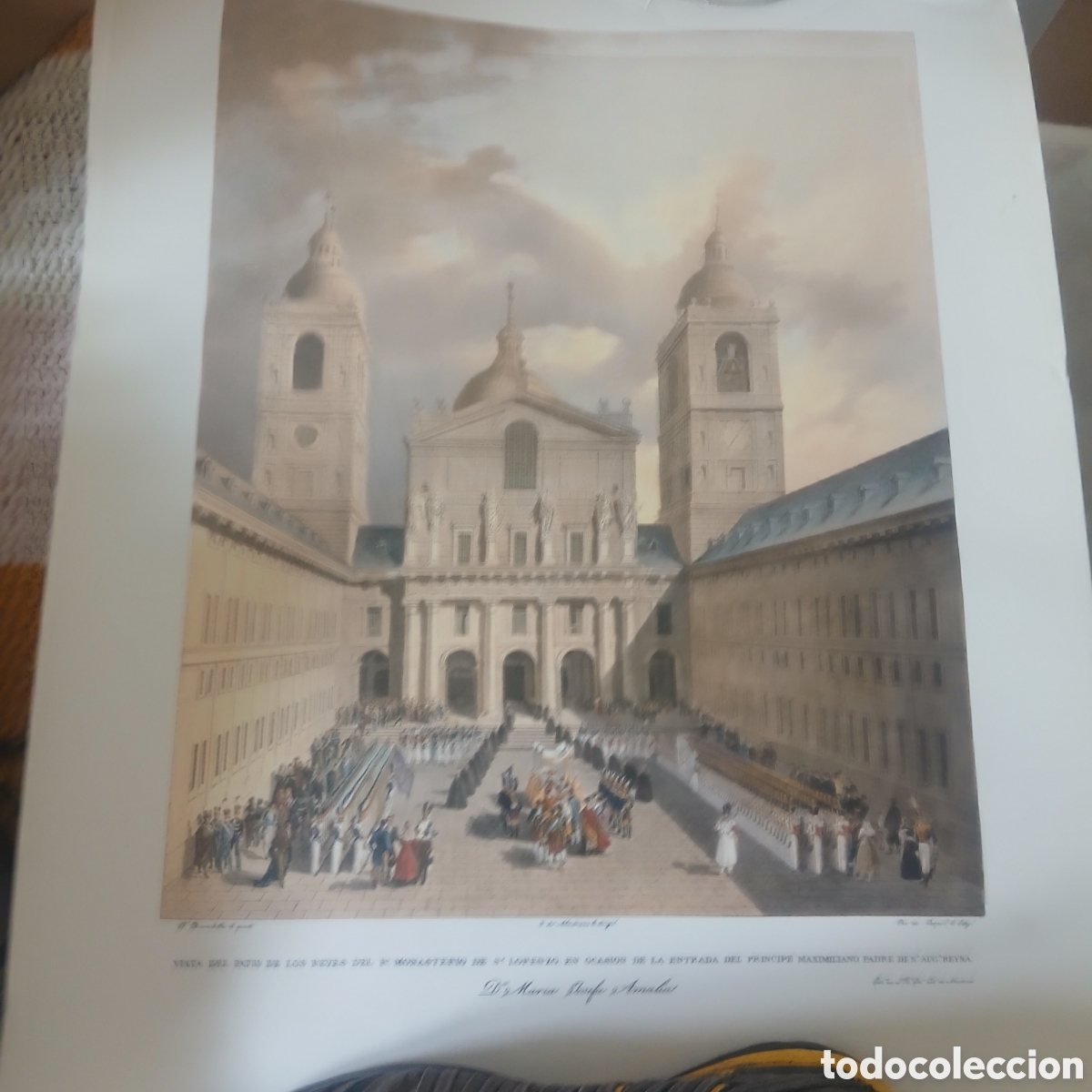 Arte: Litograf&iacute;a copia Reales sitios de Espa&ntilde;a 1832