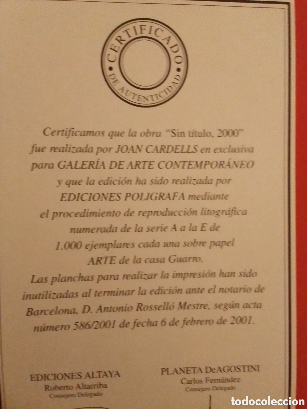 Arte: JOAN CARDELLS, &rdquo;Sin T&iacute;tulo, 2000&rdquo; - Foto 4