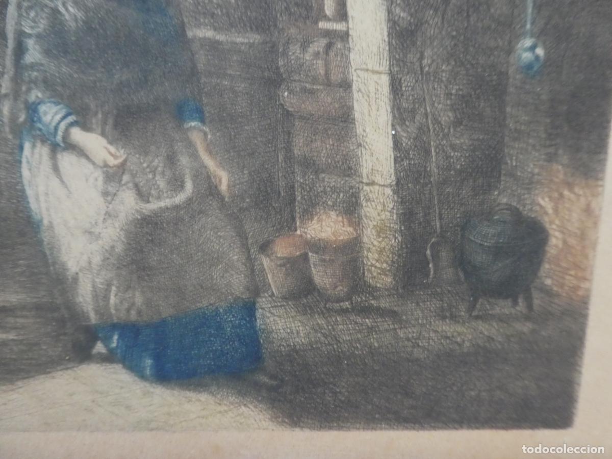 Arte: Antigua litograf&iacute;a a identificar, con marco - Foto 4