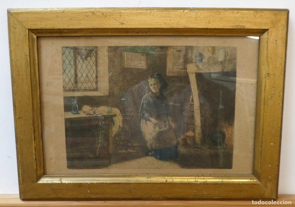 Arte: Antigua litograf&iacute;a a identificar, con marco - Foto 1