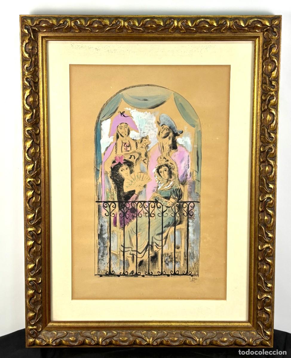 Arte: LE BALC&Oacute;N - ANTONI CLAV&Eacute; (1913-2005)- LITOGRAF&Iacute;A Y GOUACHE - PAR&Iacute;S 1942