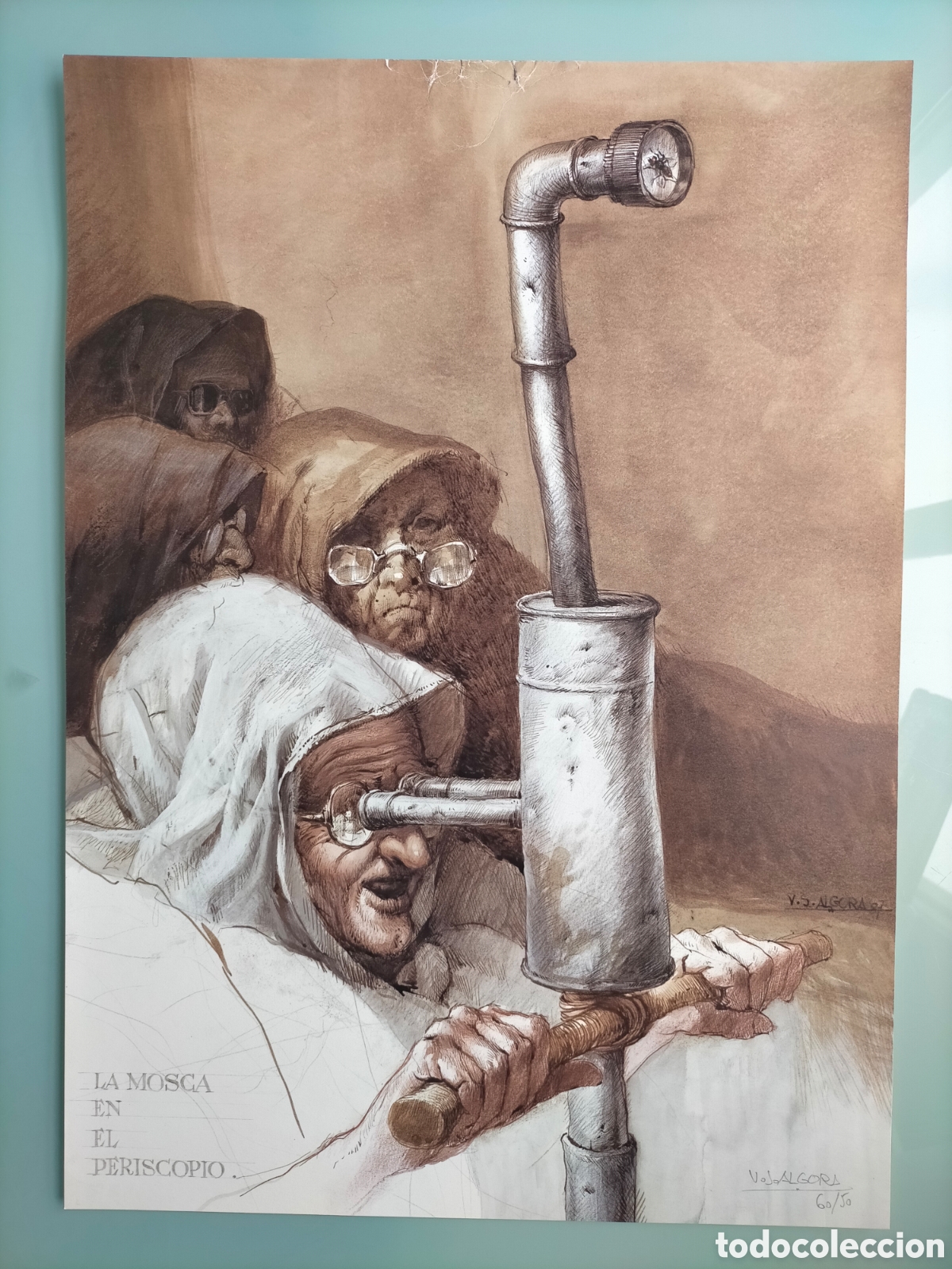 Arte: Litograf&iacute;a V.S. Algora _ La mosca en el periscopio - Foto 1