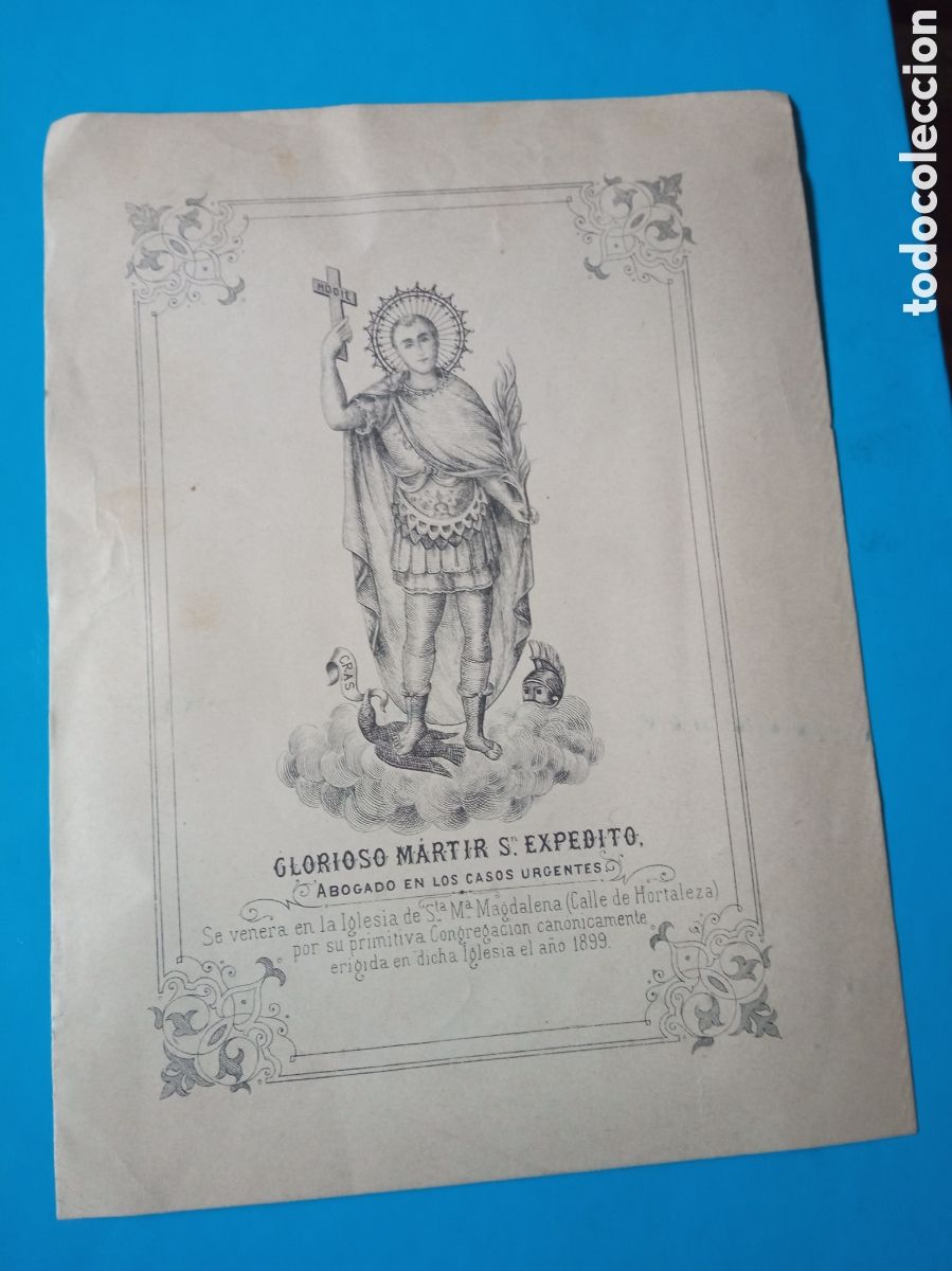 Kunst: Antigua litograf&iacute;a, San Expedito, Iglesia de Santa Maria Magdalena (Calle Hortaleza) Madrid,