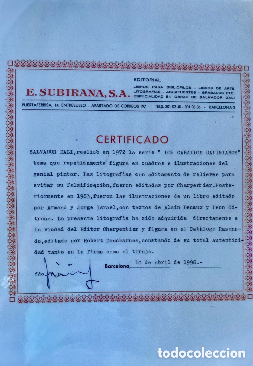 Arte: Litograf&iacute;a Original Dal&iacute; - Edici&oacute;n limitada - Foto 2