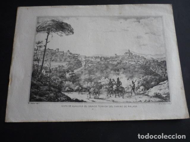 Kunst: ALHAURIN EL GRANDE MALAGA VISTA LITOGRAFIA SIGLO XIX Y. MARZO 21 X 29 CM