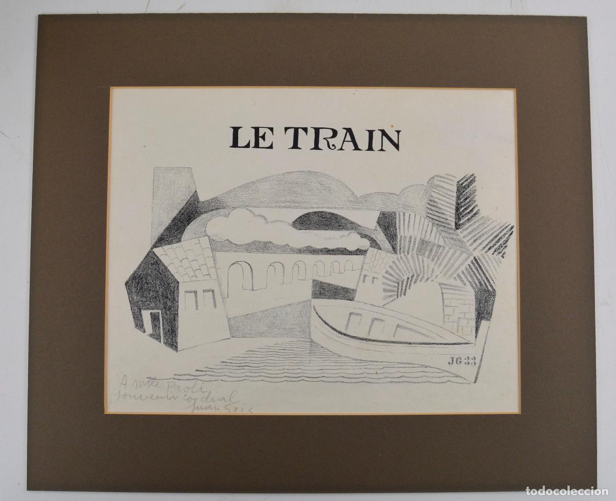 Arte: LE TRAIN, ca. 1922. Litograf&iacute;a de Juan Gris firmada y dedicada a Paoli. Prueba de artista. 21x27cm.