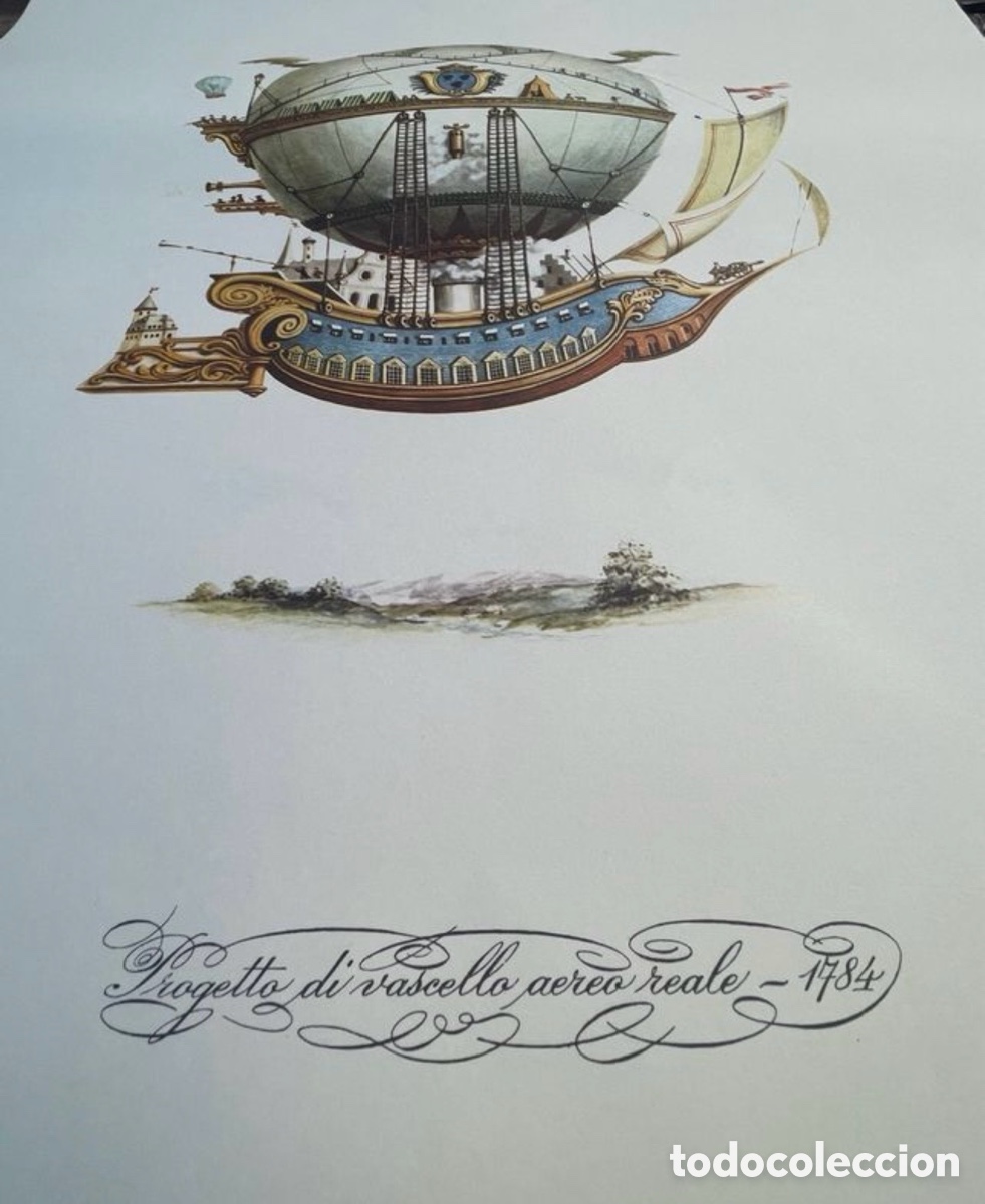 Art: Grande y Antigua Litograf&iacute;a 1956 Globo Aerost&aacute;tico